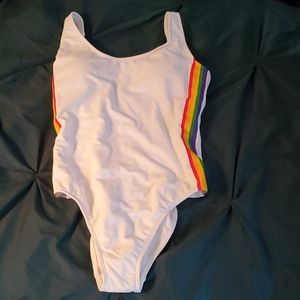 Abercrombie White with Rainbow Stripe One-Piece